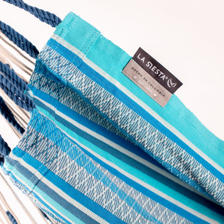 Udine Organic Azure - Organic Cotton Hammock Chair with FSC® certified Eucalyptus Stand