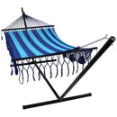 Deluxe American Style Mayan Hammock & 15' Hammock Stand - Blue