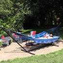 Deluxe American Style Mayan Hammock & 15' Hammock Stand - Blue