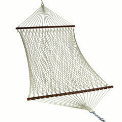 Island Escape Classic Open-Weave Rope Hammock with 15ft Steel Stand - Cream