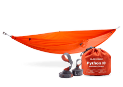 Roo Single Ready-to-Hang Camping Hammock with Python 10 Tree Straps