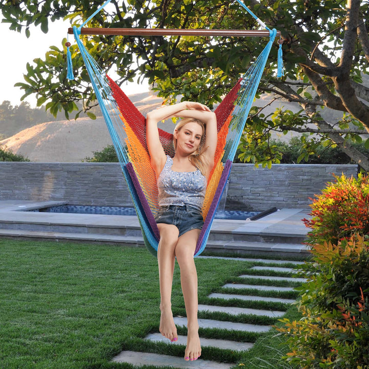 Large Caribbean Hammock Chair - Rainbow