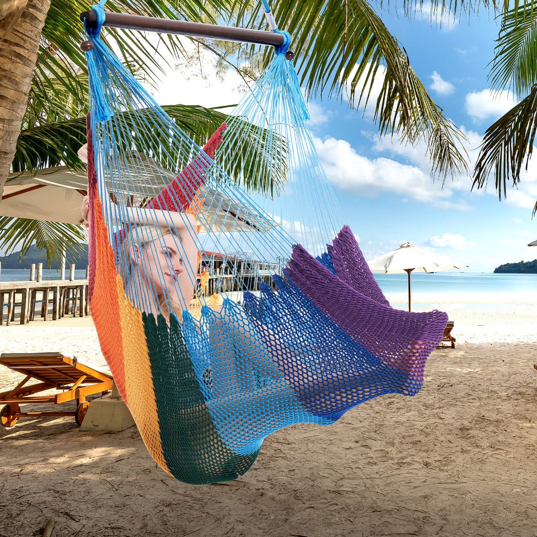 Large Caribbean Hammock Chair - Rainbow