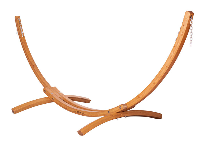 Wooden hammock stand on a white background