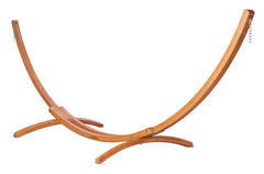 LA SIESTA Maera eucalyptus wood arc hammock stand on a white background