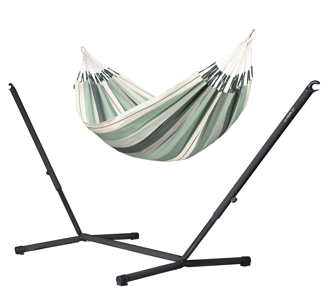 Modesta Olive Organic Cotton Double Hammock with Nautico Anthracite Stand