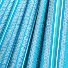 Close-up of the Azure blue striped organic cotton weave