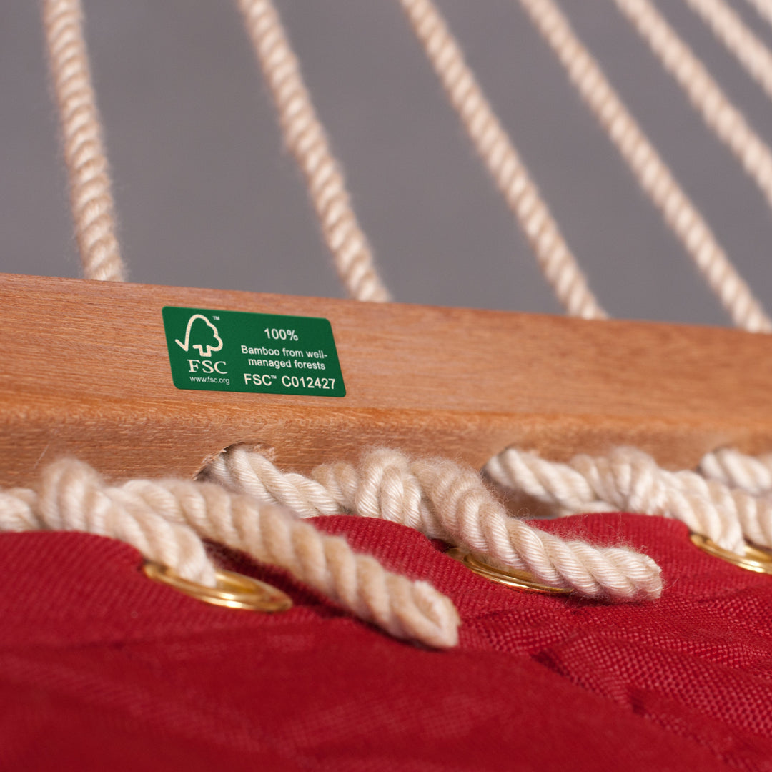 Nautico Cool Grey Outdoor R Padded Red Pepper - Padded Kingsize Spreader Bar Hammock with Powder Coated Steel Stand