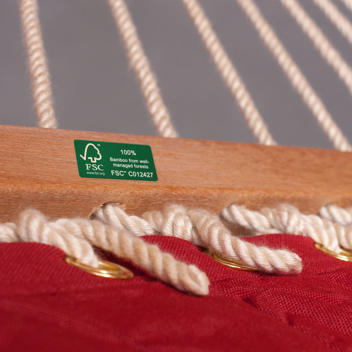 Nautico Cool Grey Outdoor R Padded Red Pepper - Padded Kingsize Spreader Bar Hammock with Powder Coated Steel Stand