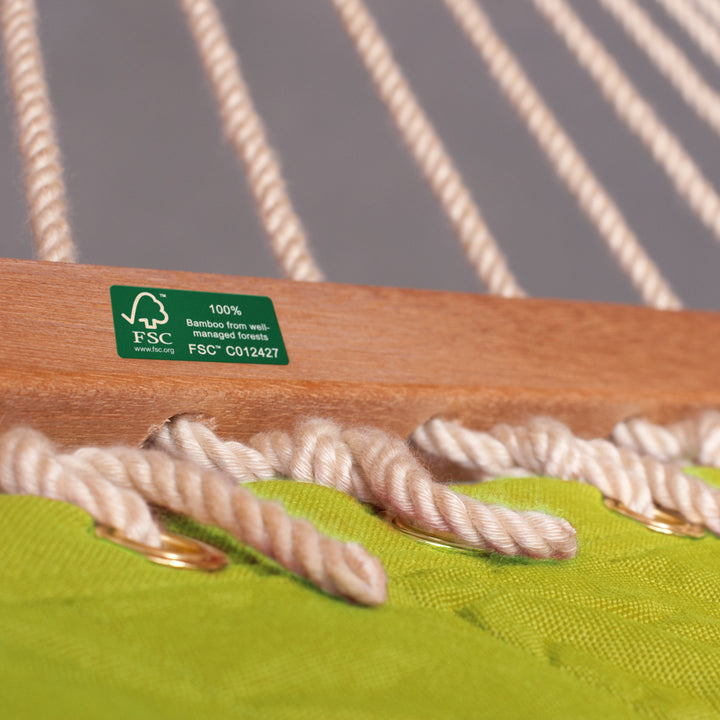 Nautico Cool Grey Outdoor R Padded Avocado - Padded Kingsize Spreader Bar Hammock with Powder Coated Steel Stand