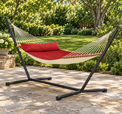Alabama Padded Kingsize Hammock with Nautico Stand – Red Pepper/Anthracite