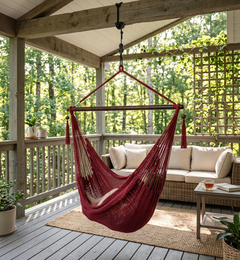 Comfort Rope Hammock Chair with Suspension Set - Red