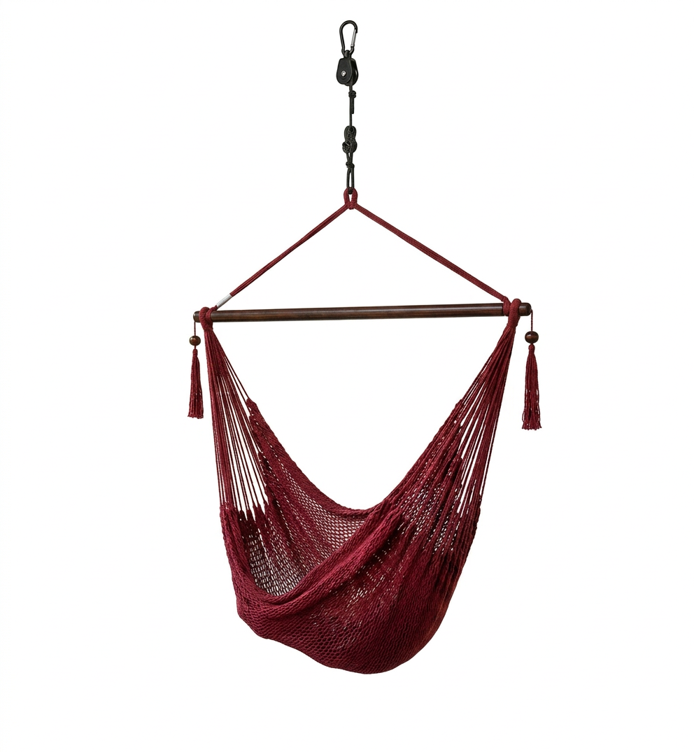 Comfort Rope Hammock Chair with Suspension Set - Red