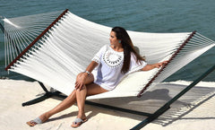 Island Oasis Fine-Weave Double Rope Hammock – Cream