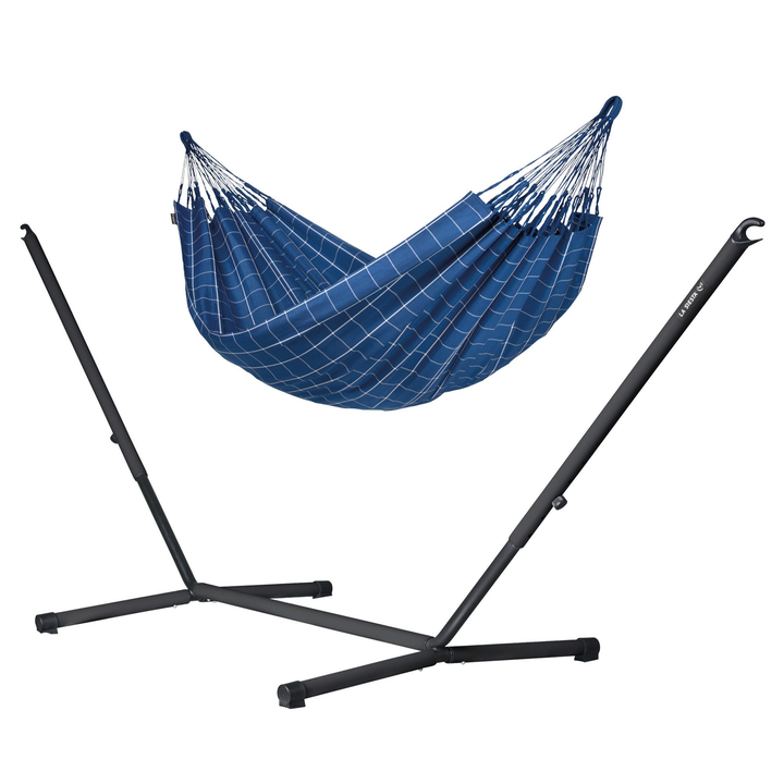 Brisa Double Hammock with Nautico Anthracite Stand - Marine Weather-Resistant Hammock with Powder Coated Steel Stand