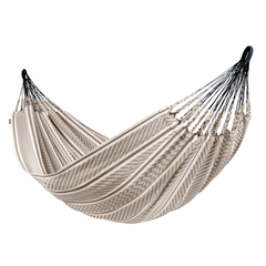 LA SIESTA Flora Zebra double organic cotton hammock in black and cream stripes on a white background