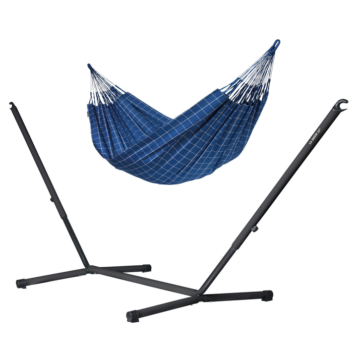 Brisa Kingsize Hammock with Nautico Anthracite Stand - Marine Weather-Resistant Hammock with Powder Coated Steel Stand
