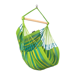 LA SIESTA Domingo Lime basic hammock chair in green stripes on a white background