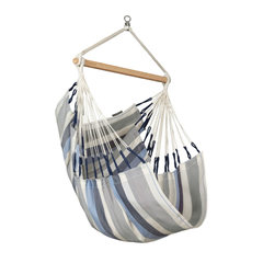 LA SIESTA Domingo Sea Salt basic hammock chair in blue and cream stripes on a white background