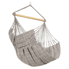 LA SIESTA Domingo Almond comfort hammock chair with wooden spreader bar on a white background