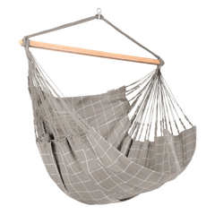 LA SIESTA Domingo Almond king size hammock chair with wooden spreader bar on a white background