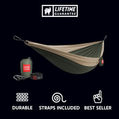 Double Deluxe Ready-to-Hang Camping Hammock with Straps