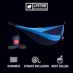 Double Deluxe Ready-to-Hang Camping Hammock with Straps