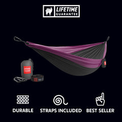 Double Deluxe Ready-to-Hang Camping Hammock with Straps
