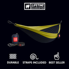 Double Deluxe Ready-to-Hang Camping Hammock with Straps