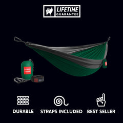 Double Deluxe Ready-to-Hang Camping Hammock with Straps