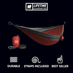 Double Deluxe Ready-to-Hang Camping Hammock with Straps