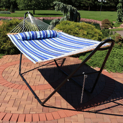 Sunnydaze Quilted Fabric Hammock Catalina Beach lifestyle