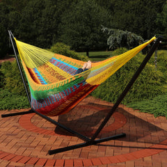 Thick-Cord Handwoven Double Mayan Hammock with Stand
