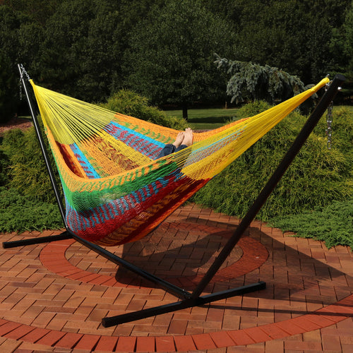 Sunnydaze XXL Mayan Hammock Stand Multicolor lifestyle
