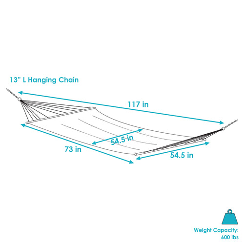 Sunnydaze Woven Double Hammock Spreader Bars Lagoon Stripes detail