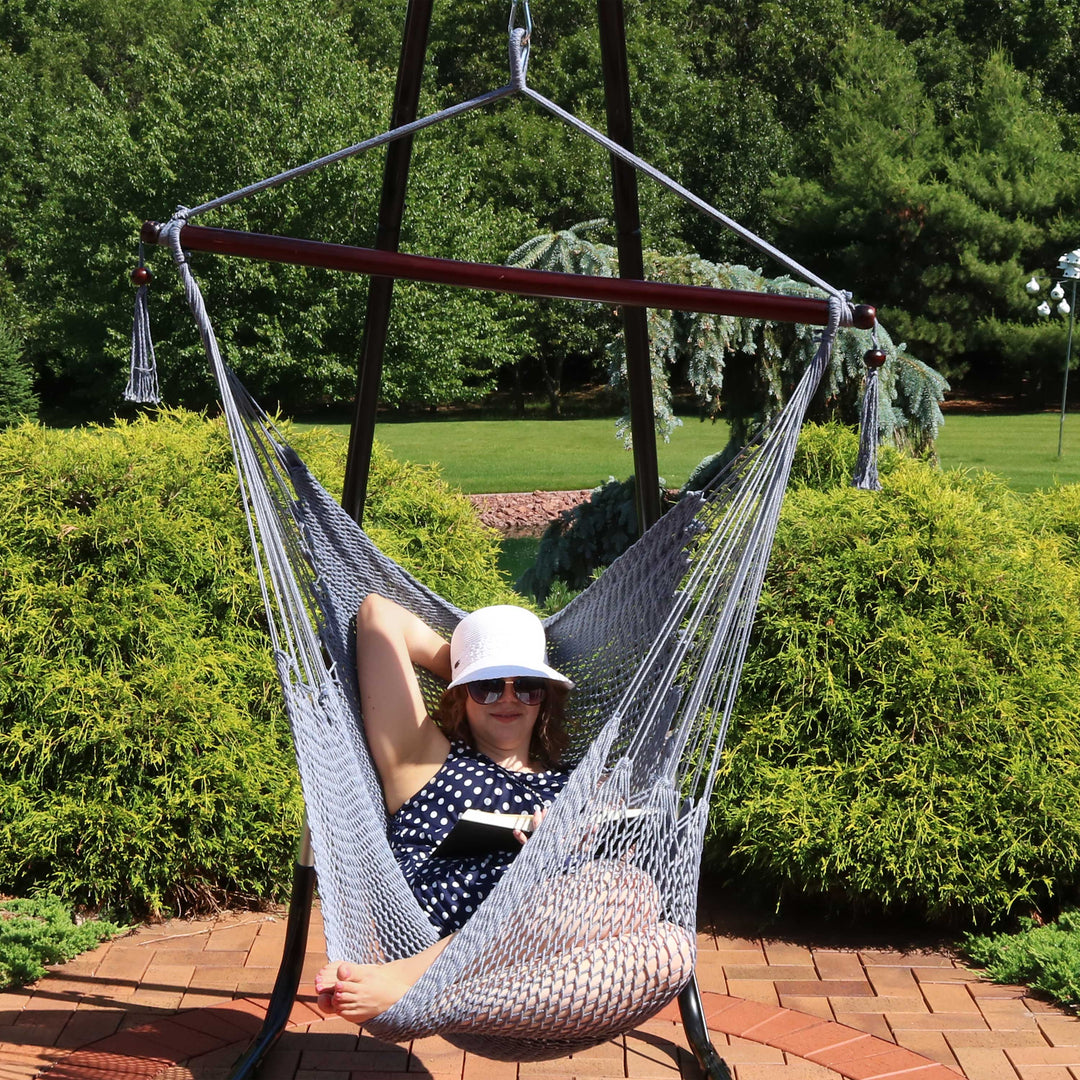 Sunnydaze Caribbean XL Rope Hammock Chair, Polyester, 300 lb Capacity