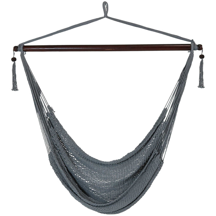 Sunnydaze Caribbean XL Rope Hammock Chair, Polyester, 300 lb Capacity