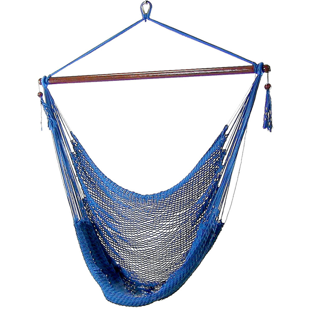 Sunnydaze Caribbean XL Rope Hammock Chair, Polyester, 300 lb Capacity