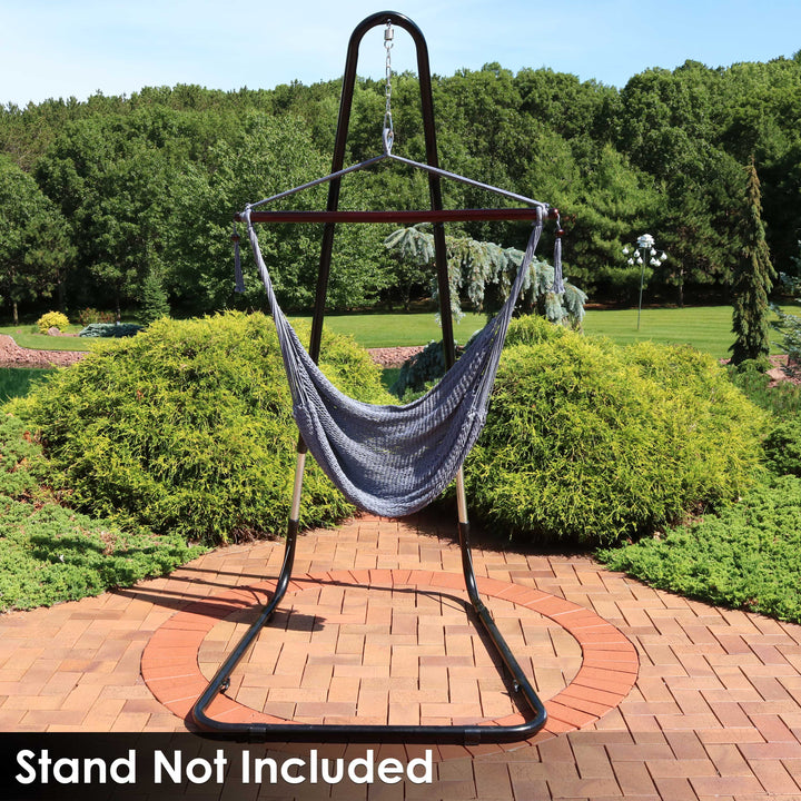 Sunnydaze Caribbean XL Rope Hammock Chair, Polyester, 300 lb Capacity