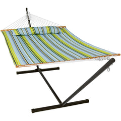 Cushioned Comfort Double Quilted Hammock with Stand