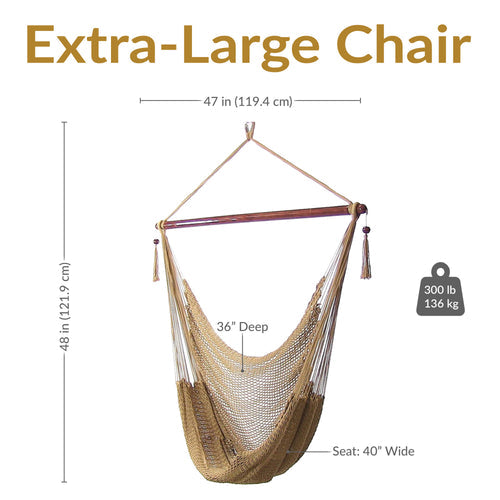 Sunnydaze Caribbean XL Hammock Chair Tan detail