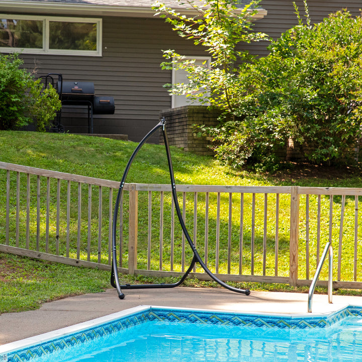 Curved Steel Hammock Chair Stand 84 inch Black product