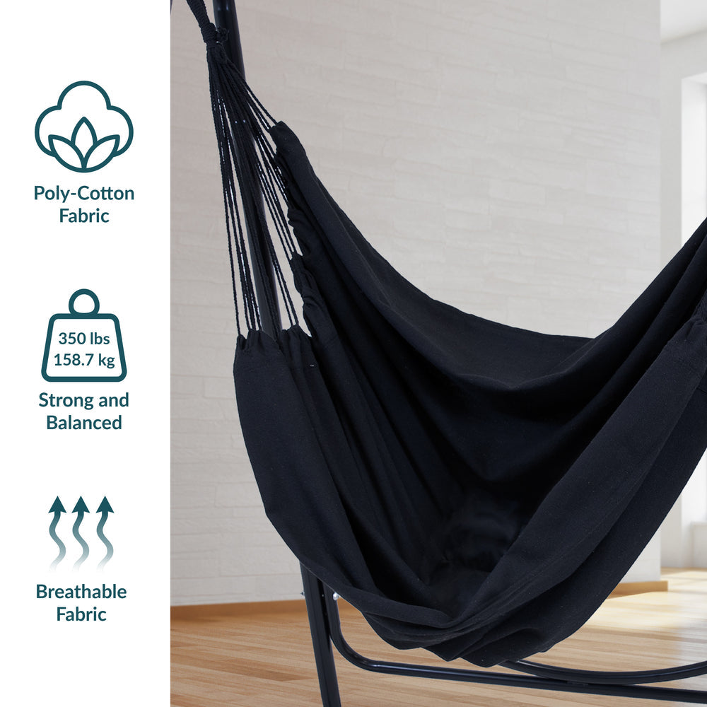 Patio Hammock Chair with Steel A-Frame Stand Black detail