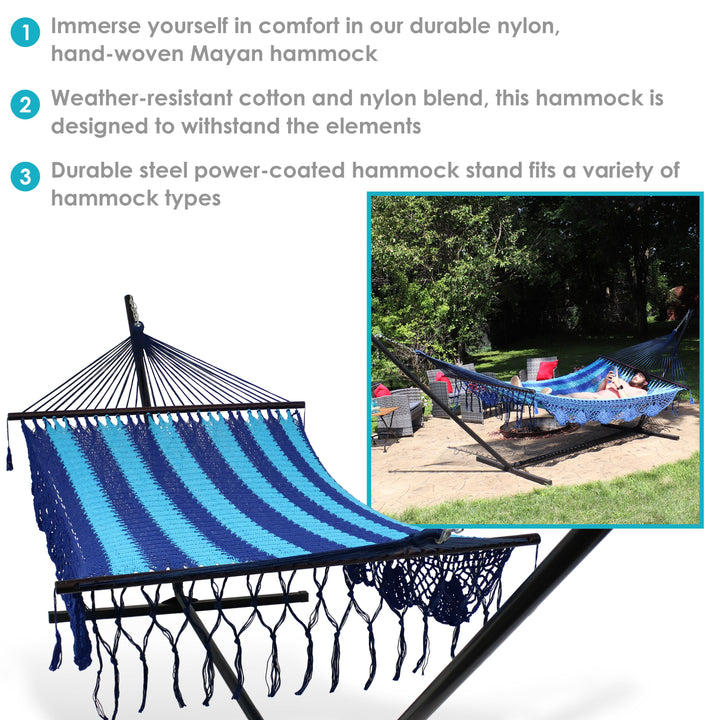 Sunnydaze American-Style Mayan Double Hammock with 15&