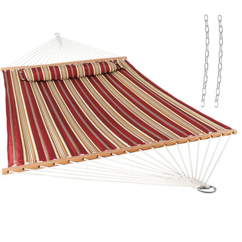 Sunnydaze Quilted Fabric Hammock Red Stripe product