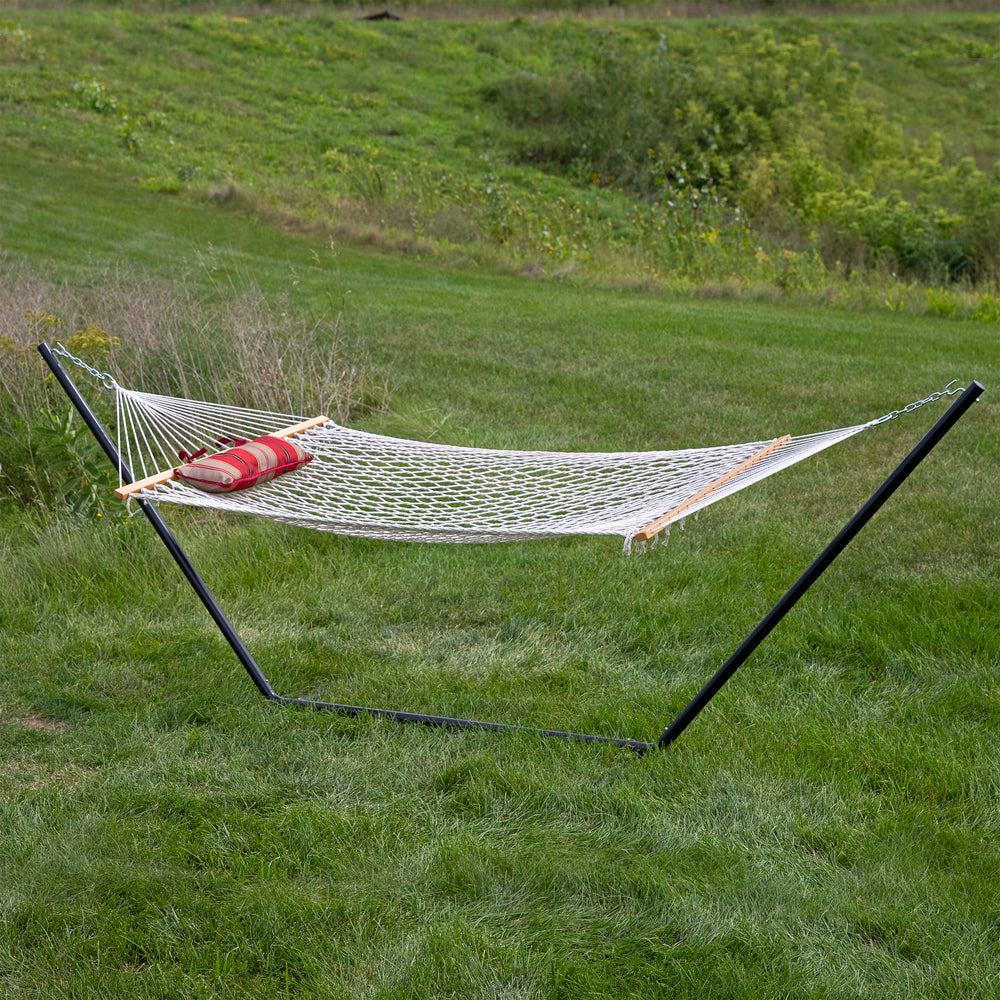 Rope Hammock Stand Pad Pillow Awning Stripe detail