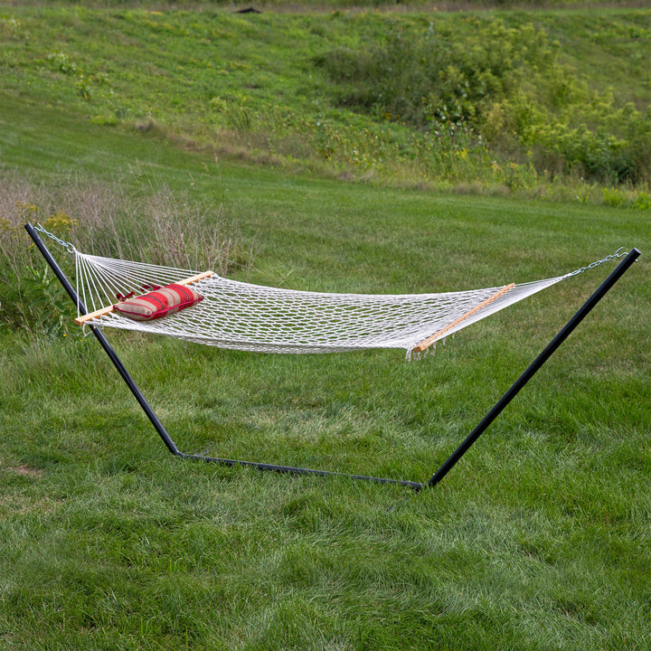 Rope Hammock Stand Pad Pillow Awning Stripe detail