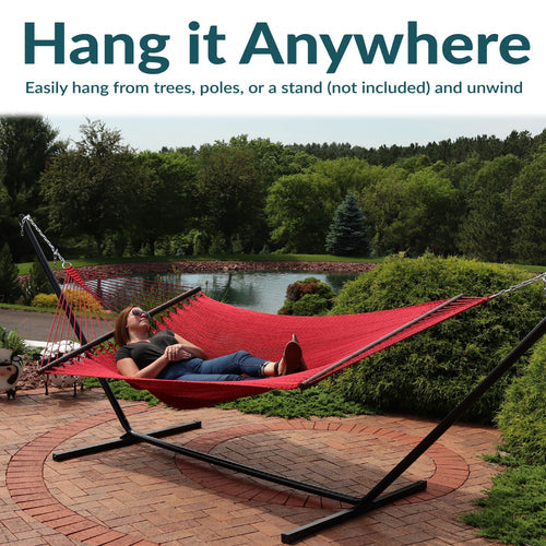 Sunnydaze Large Polyester Rope Hammock Red product