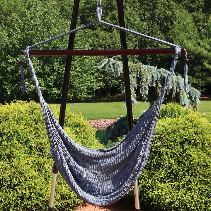 Sunnydaze Caribbean XL Rope Hammock Chair, Polyester, 300 lb Capacity