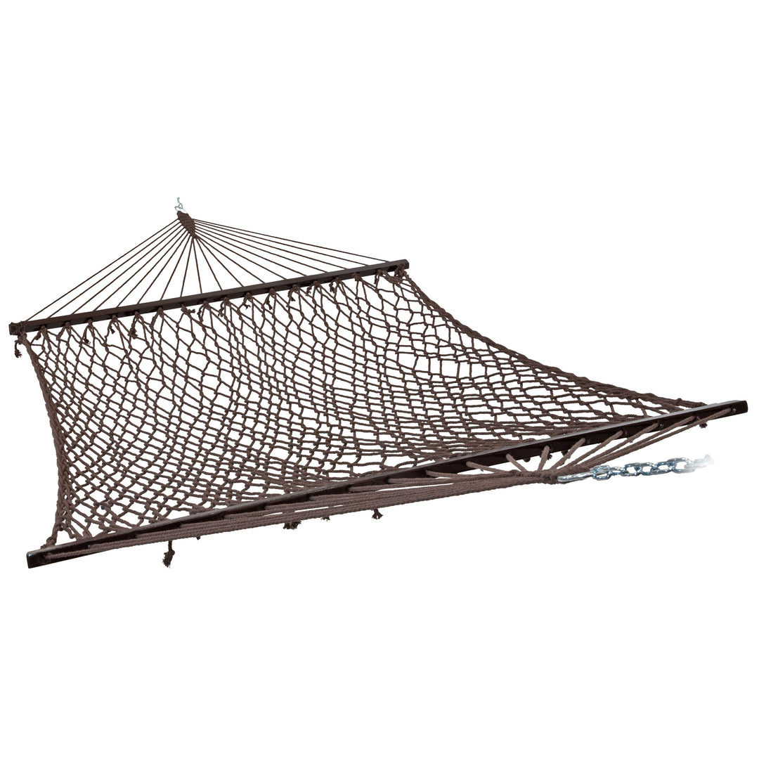 Sunnydaze Cotton Blend Double Rope Hammock with Spreader Bars, 2-Person, 450 lb Capacity